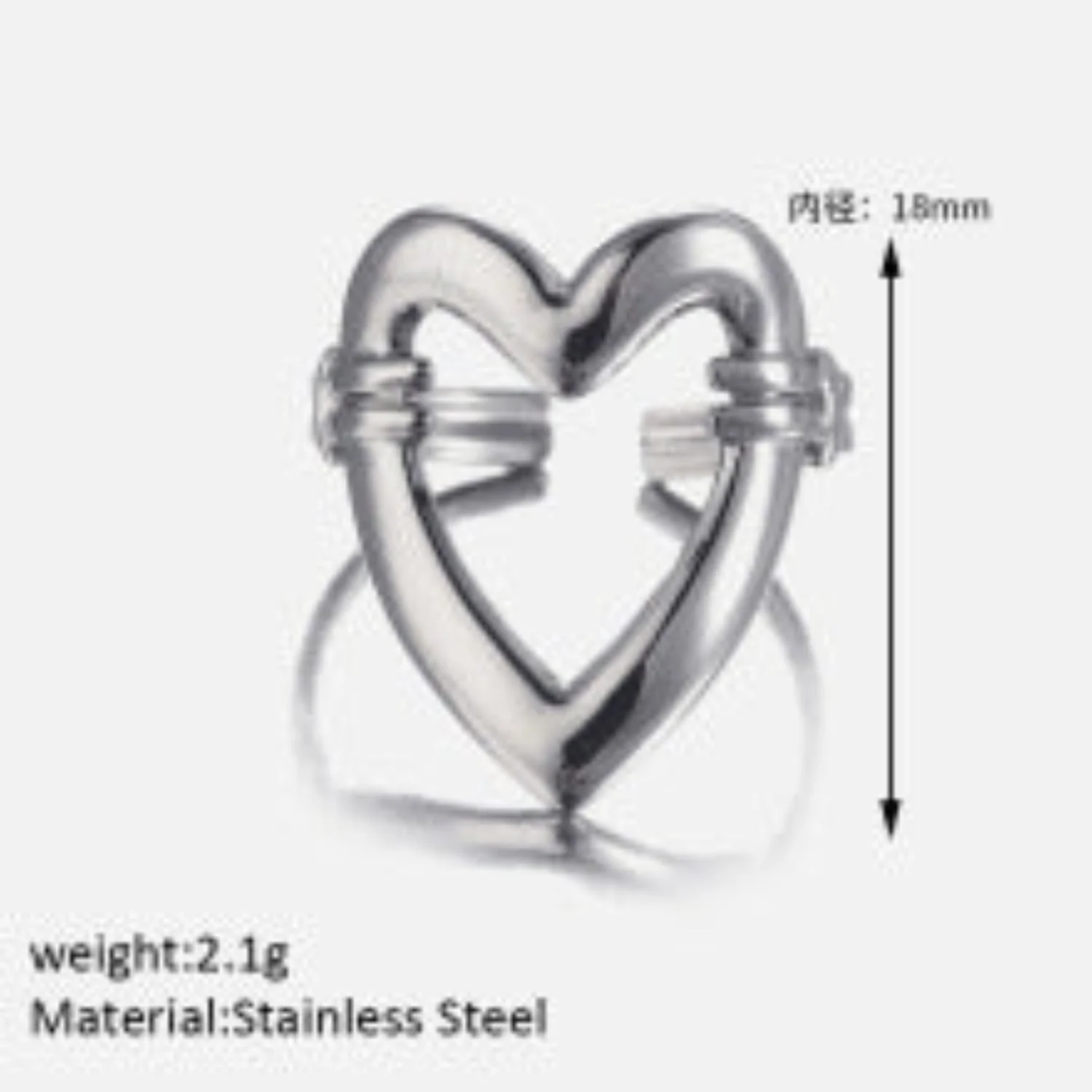 Elegant Open Heart Silver Ring
