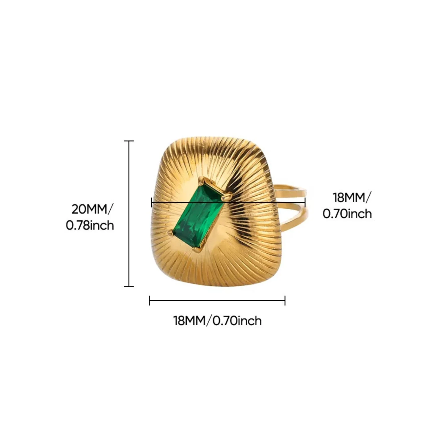 Emerald Rectangle Gold Statement Ring - Image 2