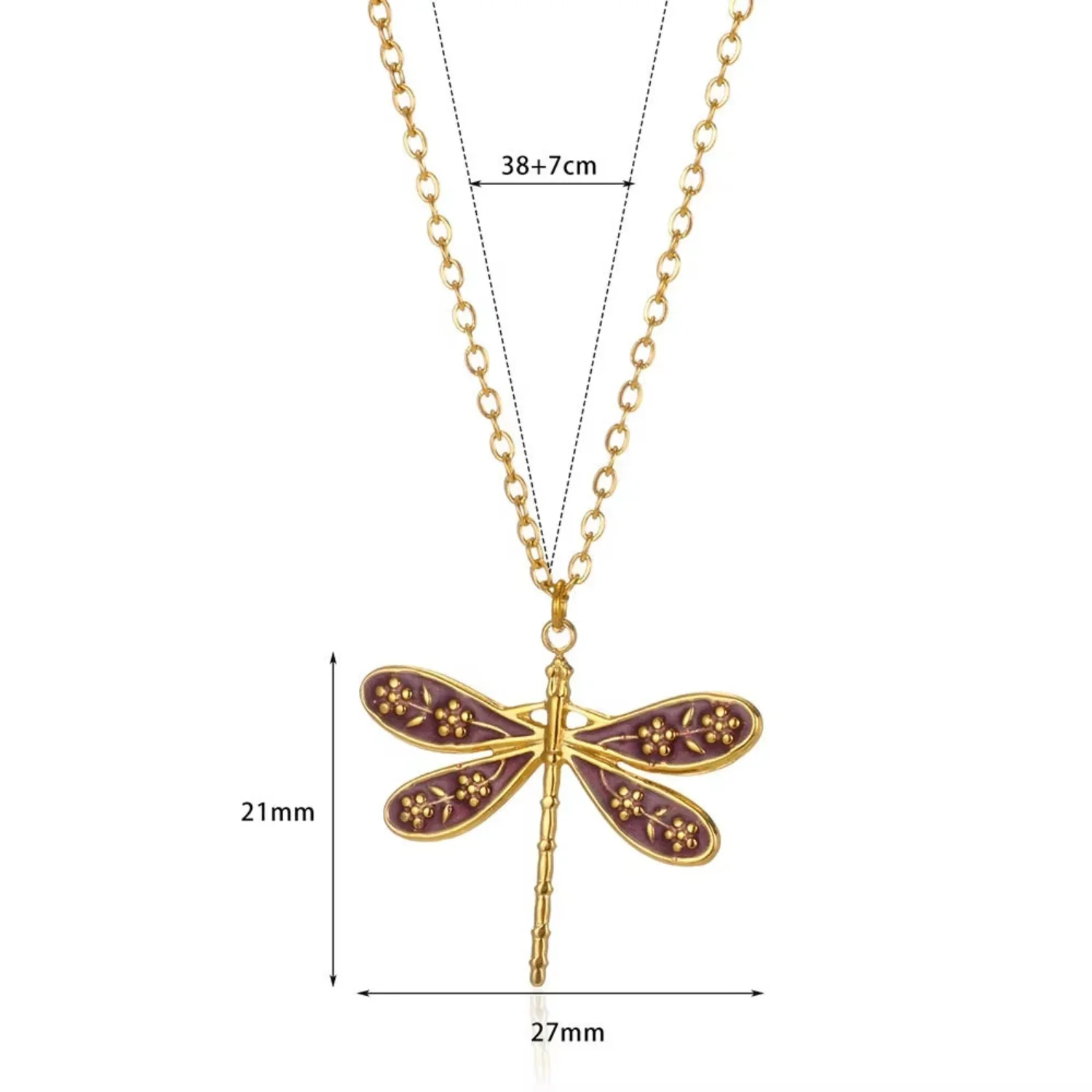 Enamel Dragonfly Gold Necklace - Image 2