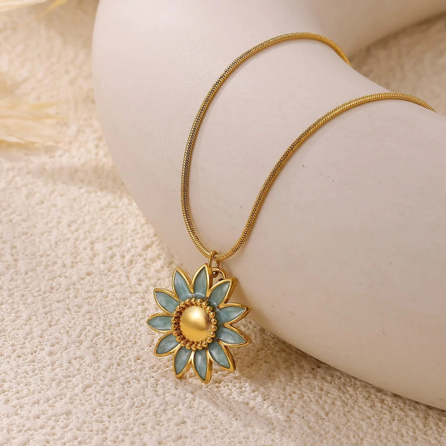 Enamel Flower Snake Necklace - Image 3