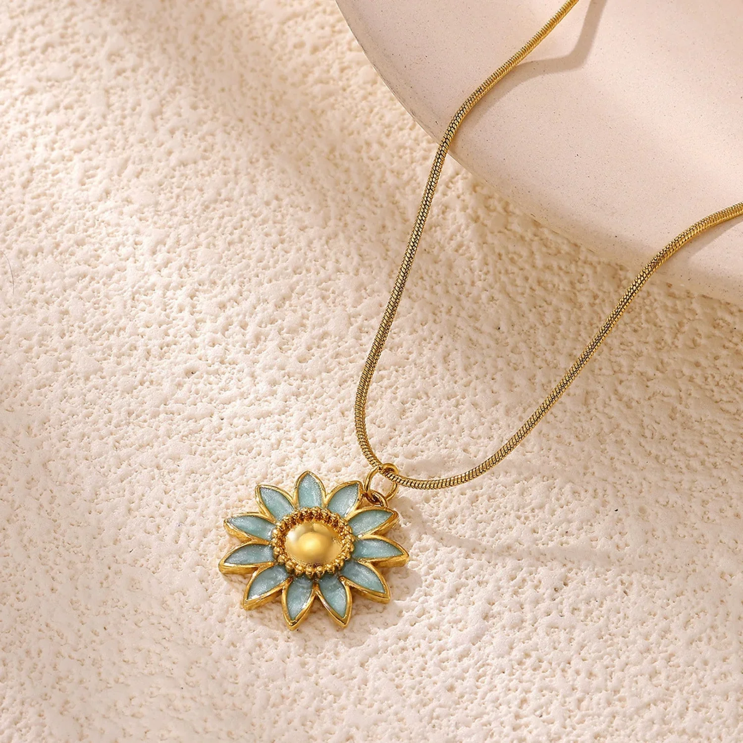 Enamel Flower Snake Necklace - Image 4
