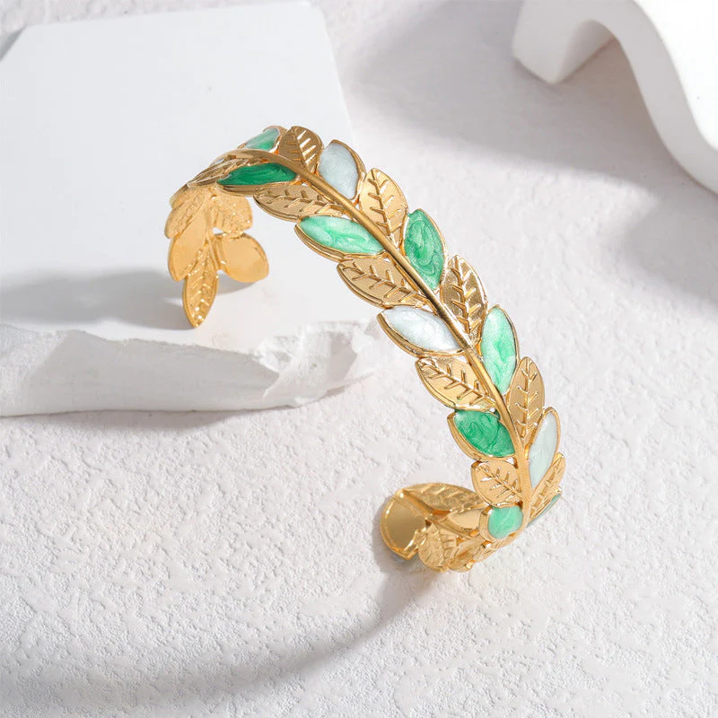 Enamel Open Leaf Multicolor Bracelet