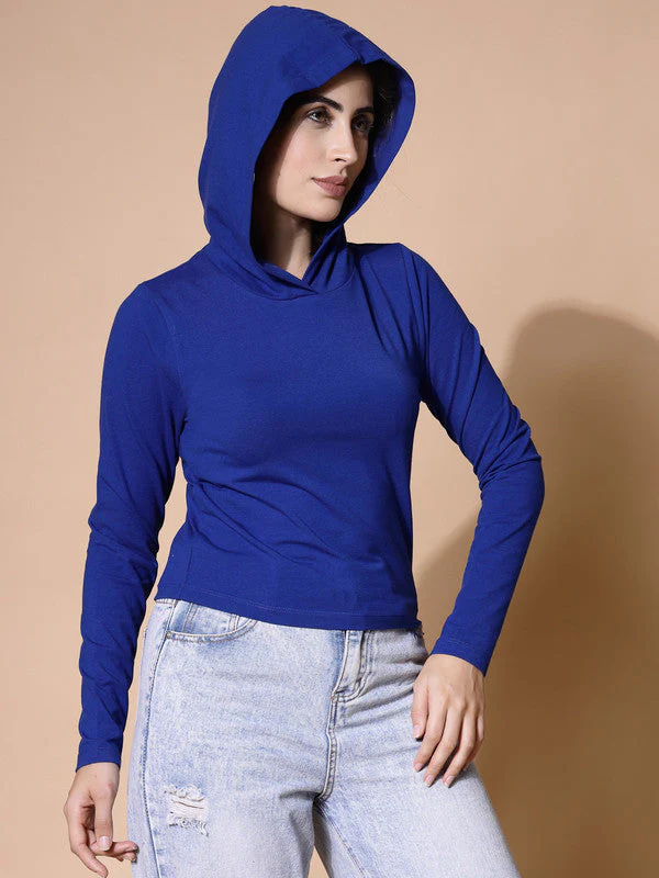 Women Blue Hooded  Anti Odour T-shirt - Image 6