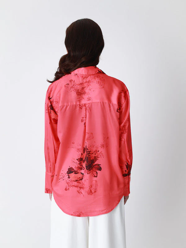Women Floral Printed Satin Casual Shirt - Image 5