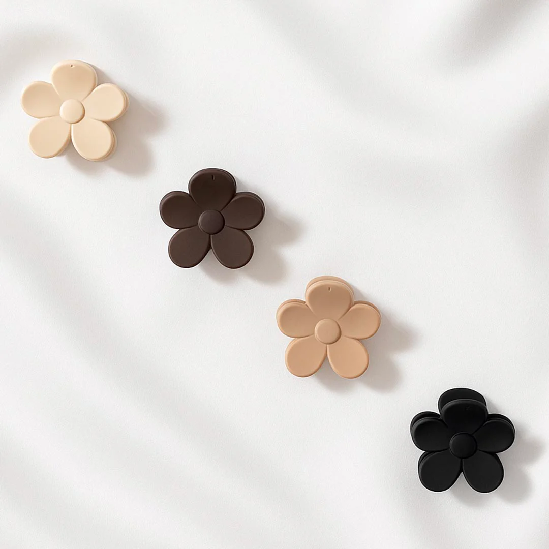 Multi Flower Hair Claw Clips with Free Pouch Set of 4 - Image 2