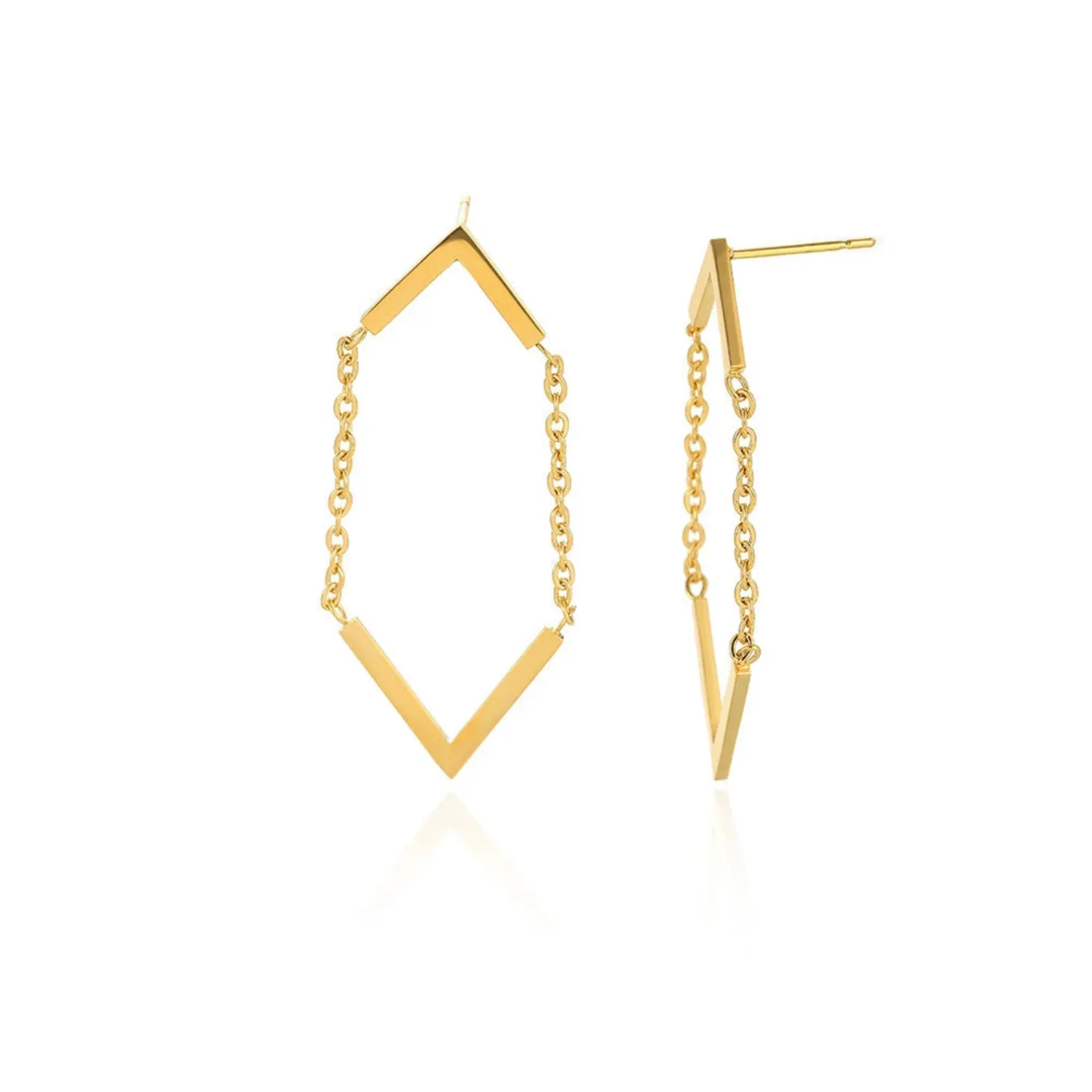 Geometric Chain Link Stud Earrings - Image 2