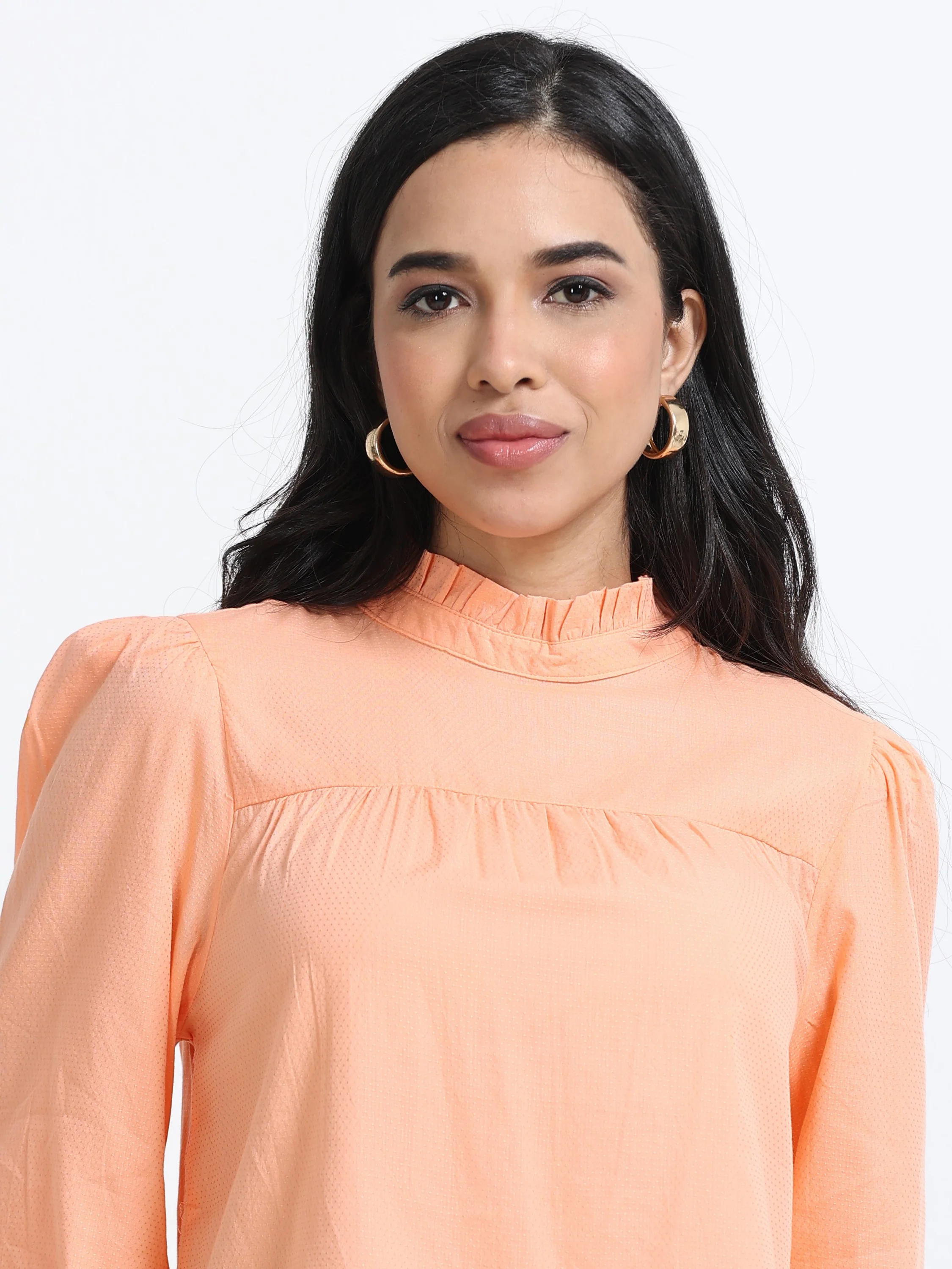 Women Puff Sleeve High Neck Top - Image 2