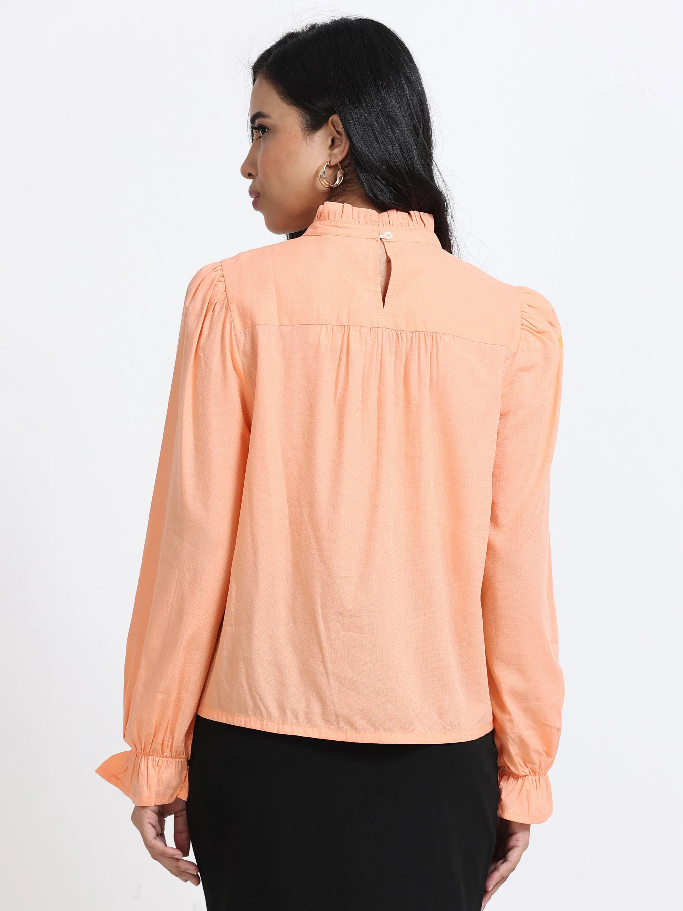 Women Puff Sleeve High Neck Top - Image 3
