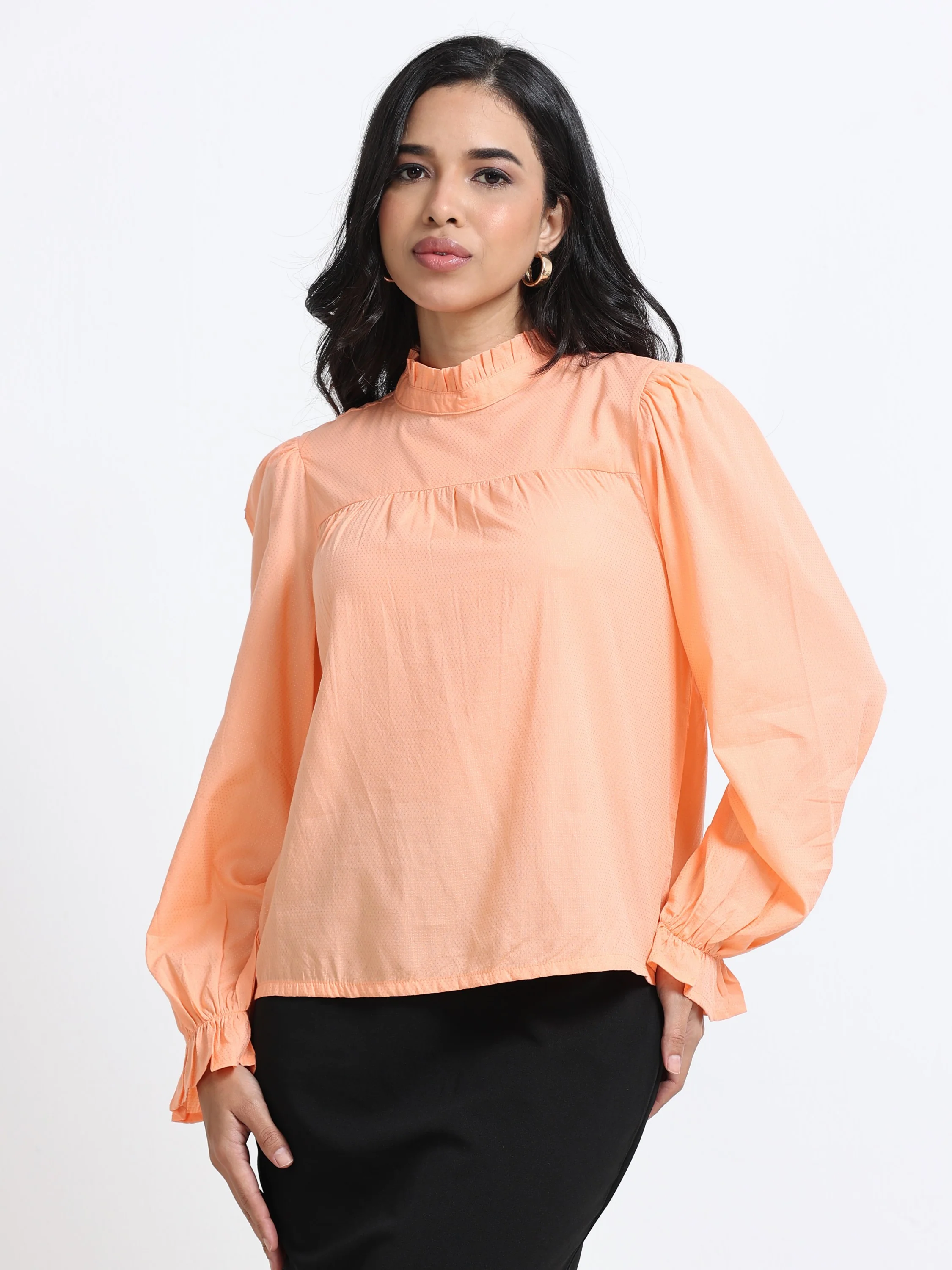 Women Puff Sleeve High Neck Top - Image 4