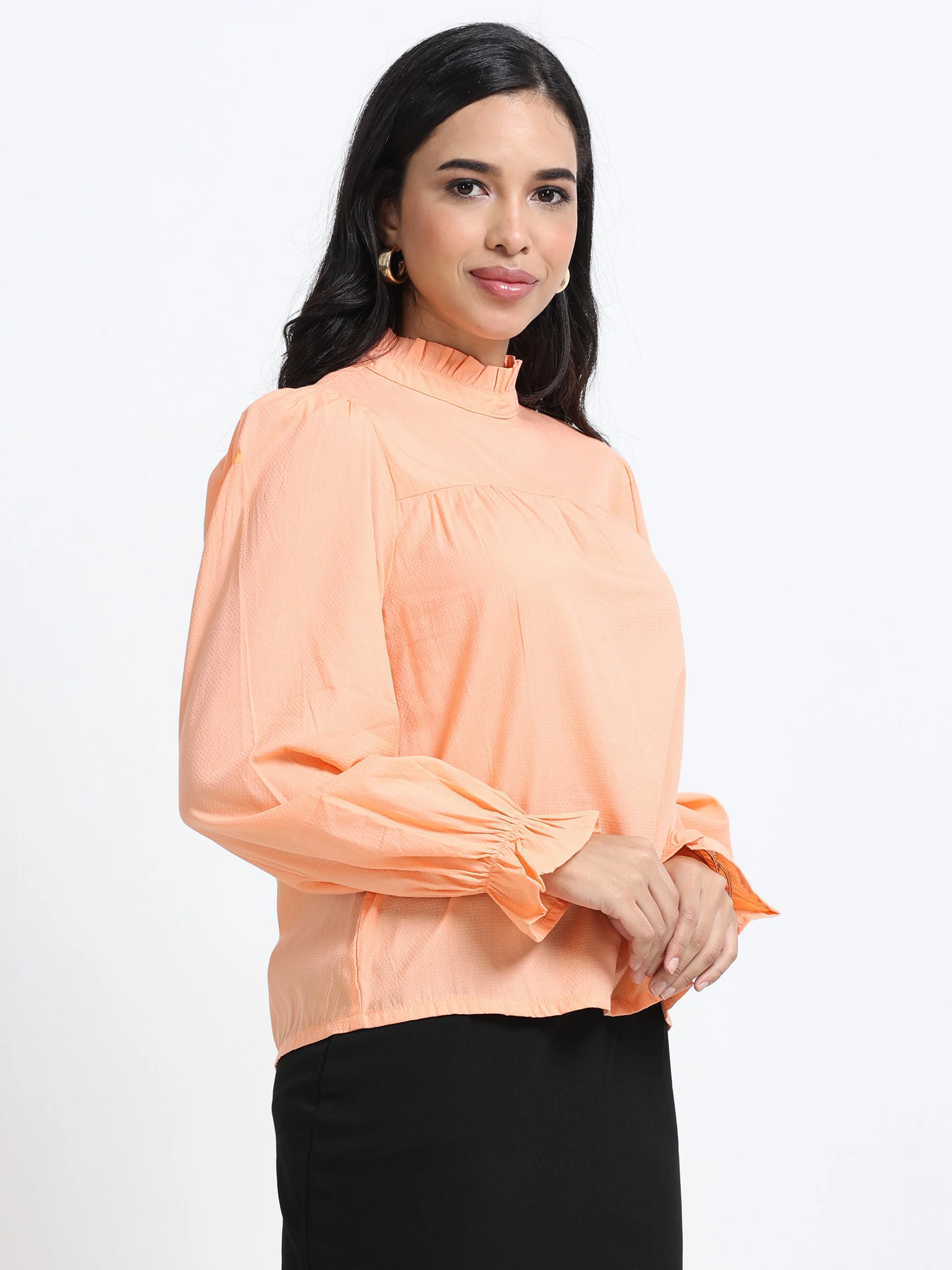 Women Puff Sleeve High Neck Top - Image 6
