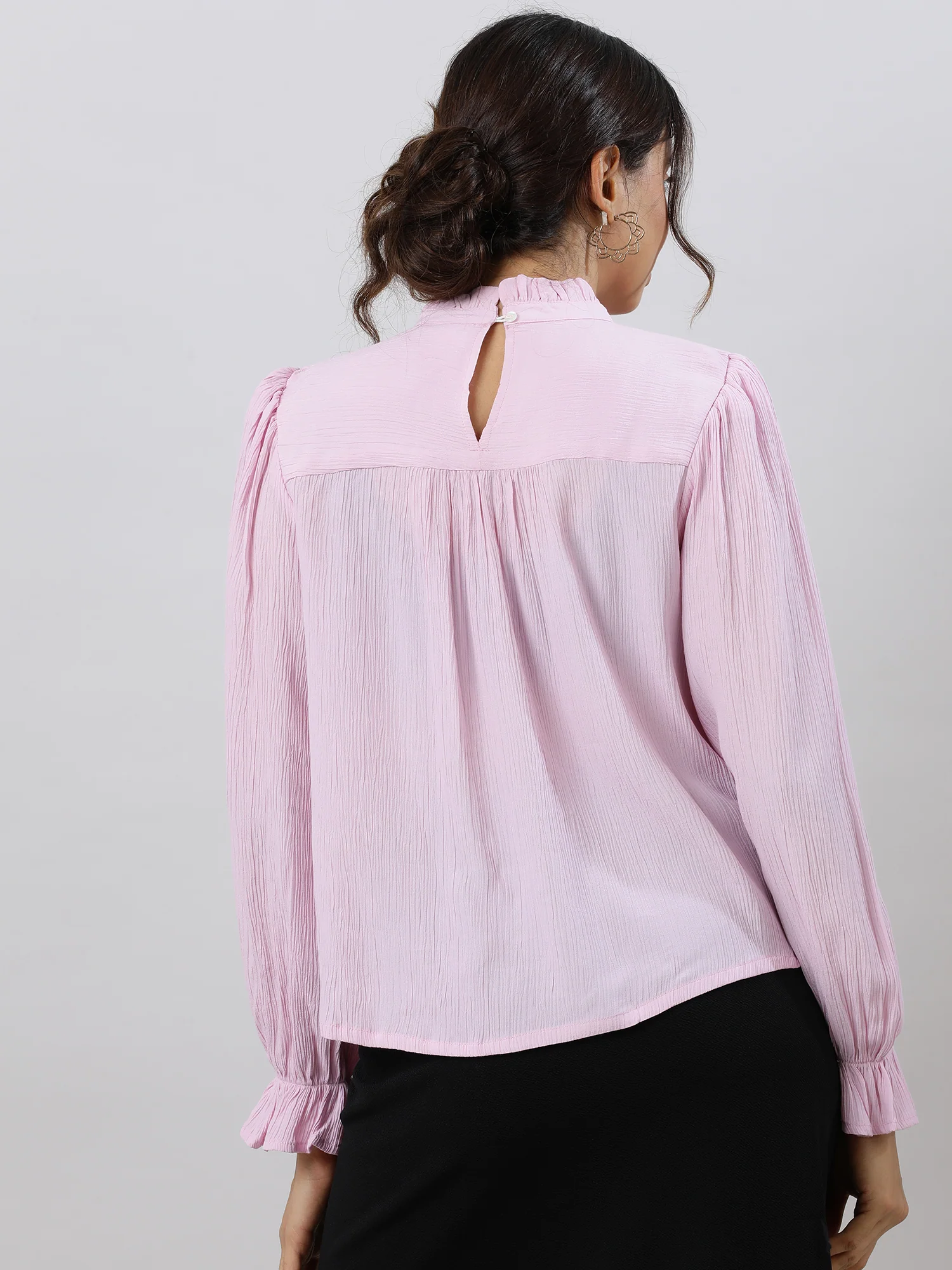 Women Glam Flare Pink Sleeve Top - Image 5