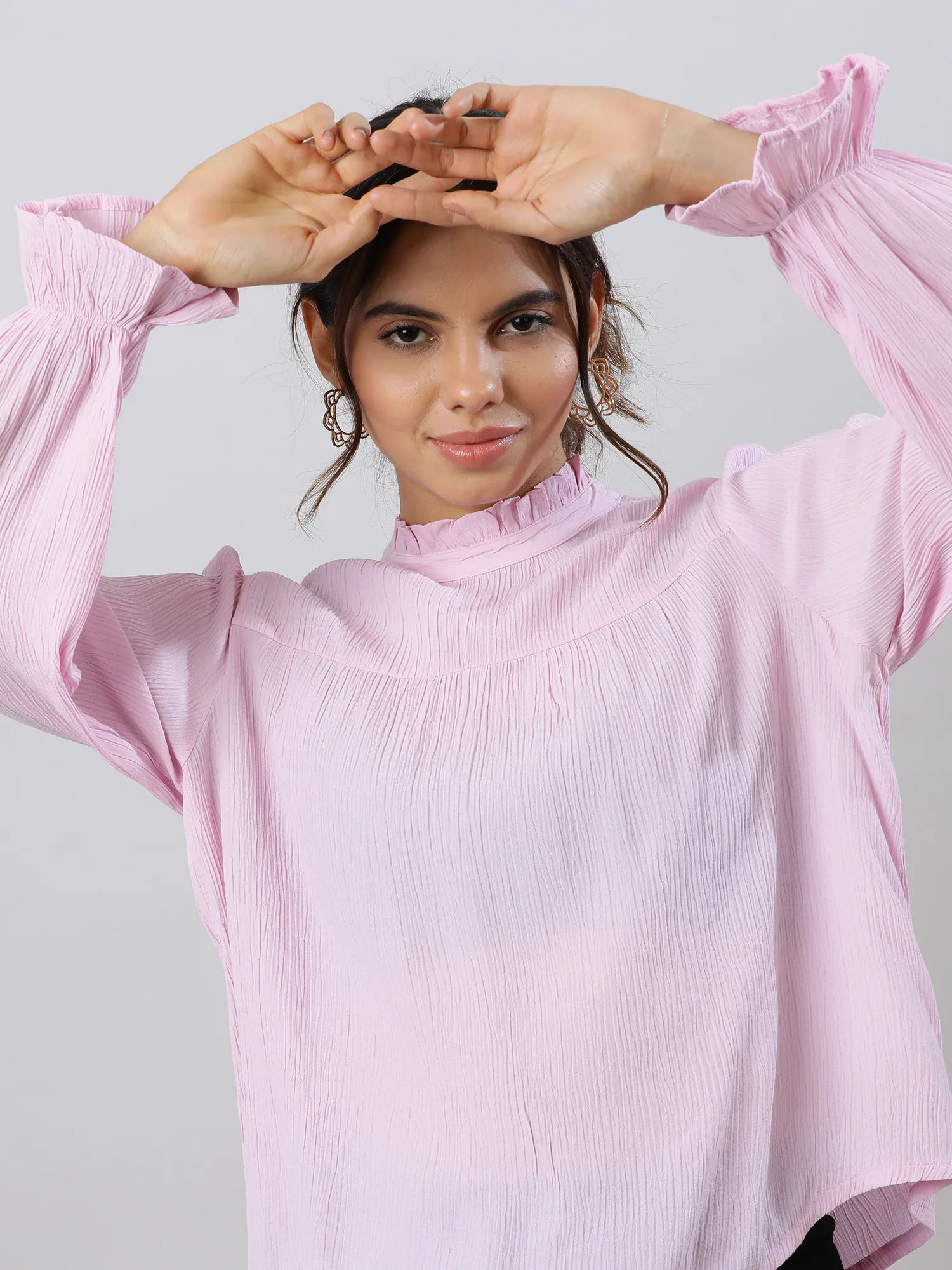 Women Glam Flare Pink Sleeve Top - Image 7