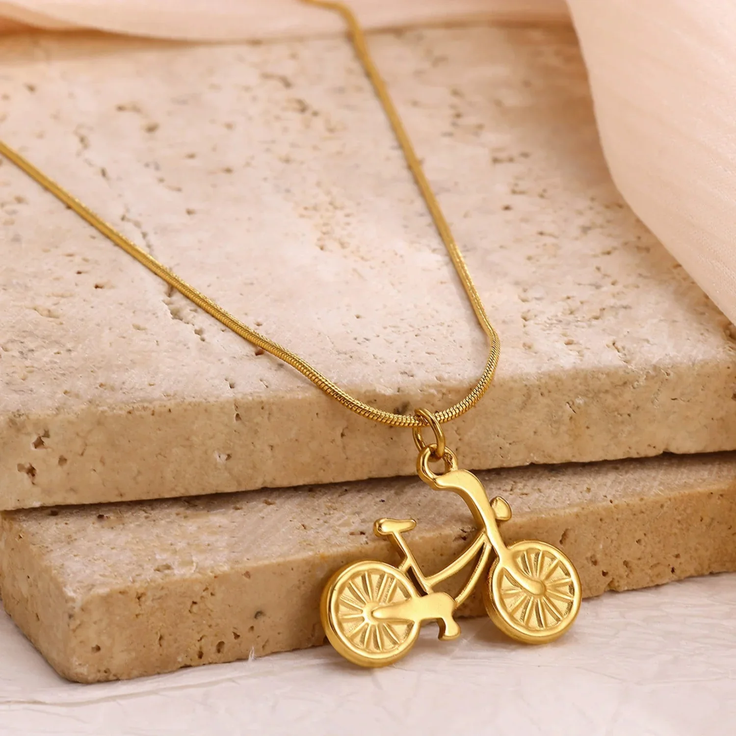 Gold Bicycle Snake Necklace - Image 3