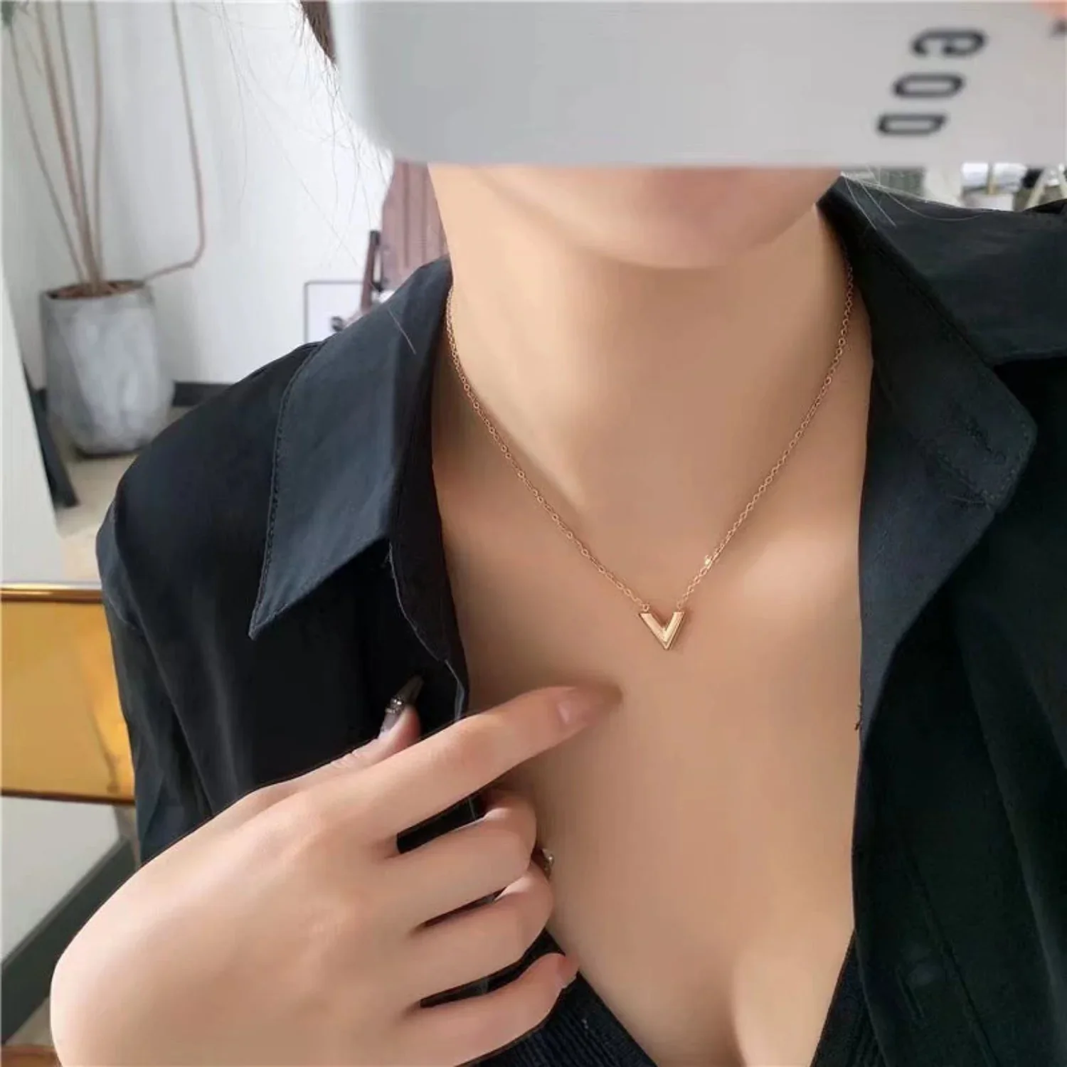 Gold Chevron Chevron Necklace - Image 2
