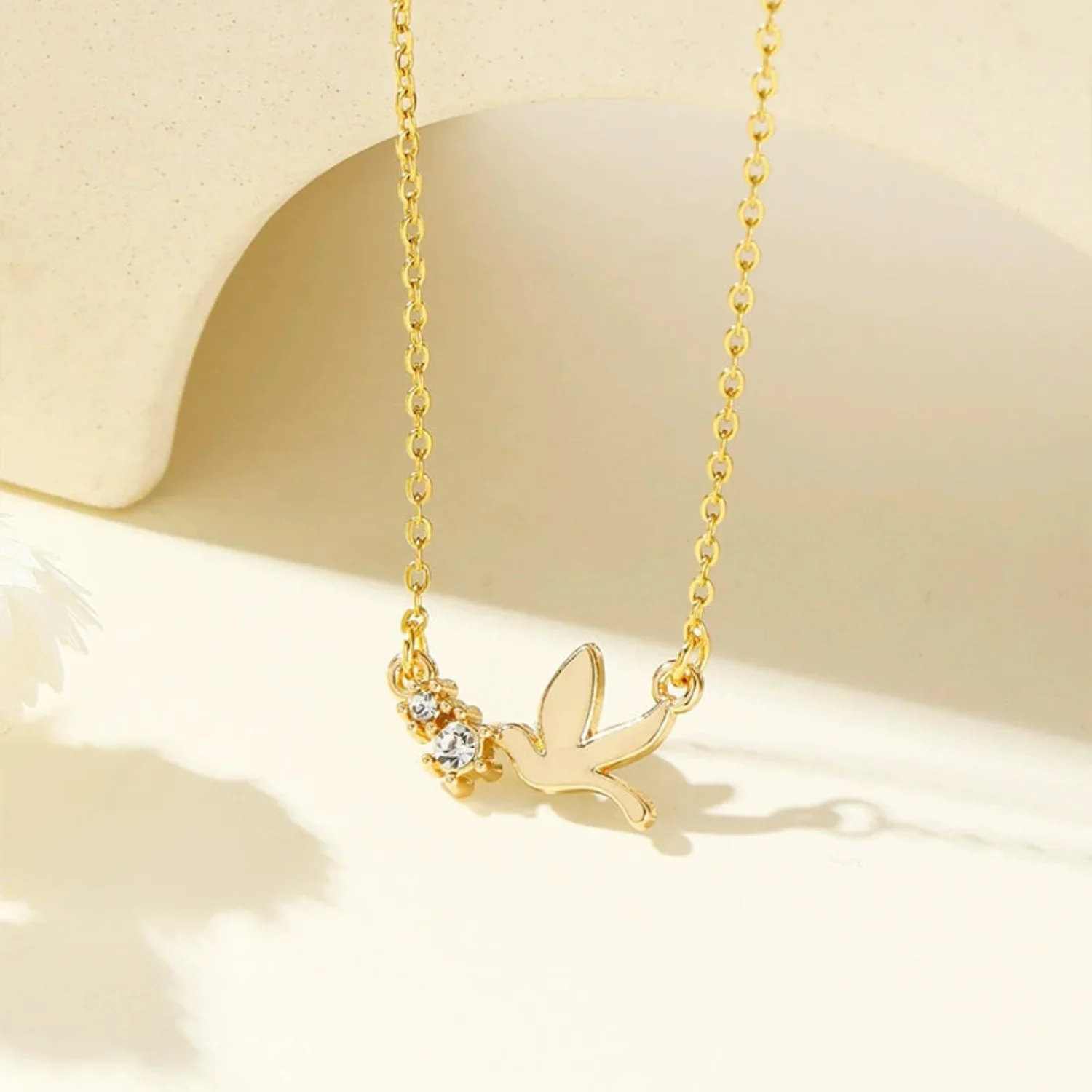 Gold Crystal Bird Necklace - Image 3