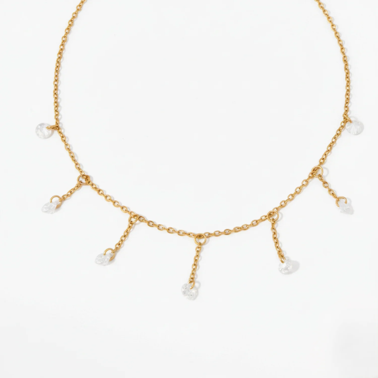 Gold Crystal Fringe Drop Necklace - Image 2
