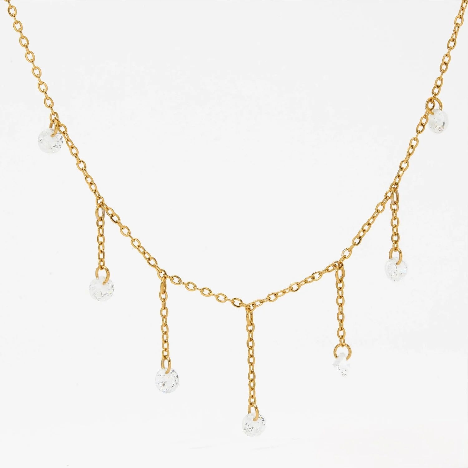 Gold Crystal Fringe Drop Necklace - Image 3