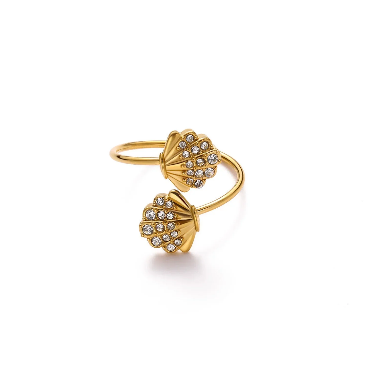 Gold Crystal Shell Wrap Ring - Image 4