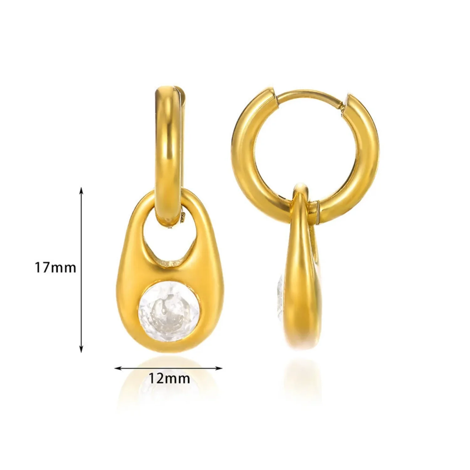 Gold Crystal Teardrop Huggie Earrings - Image 5
