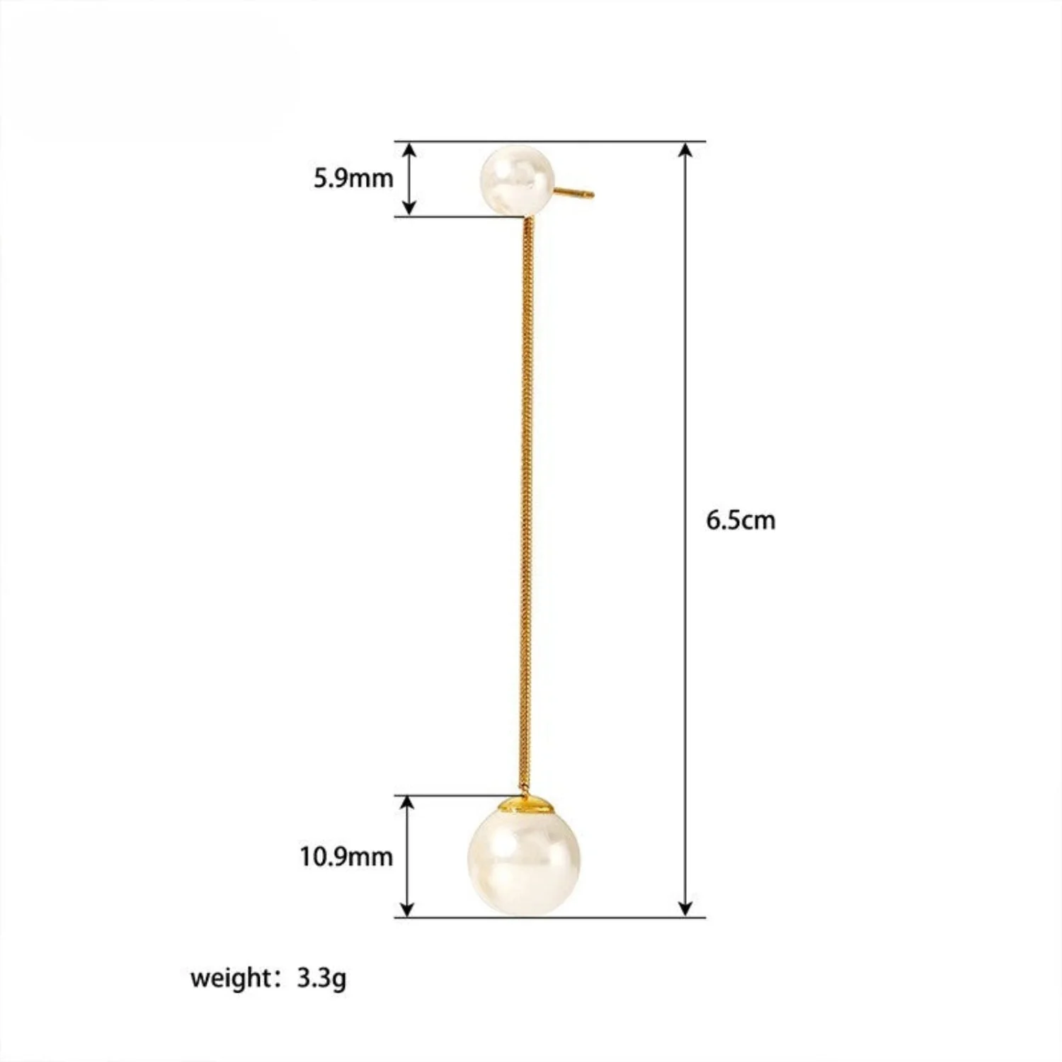 Gold Double Pearl Drop Studs - Image 5