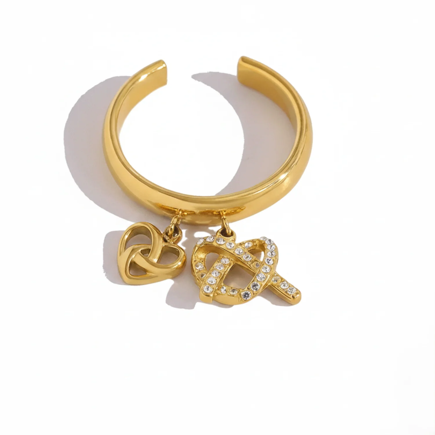 Gold Dual Bow Charm Ring - Image 2