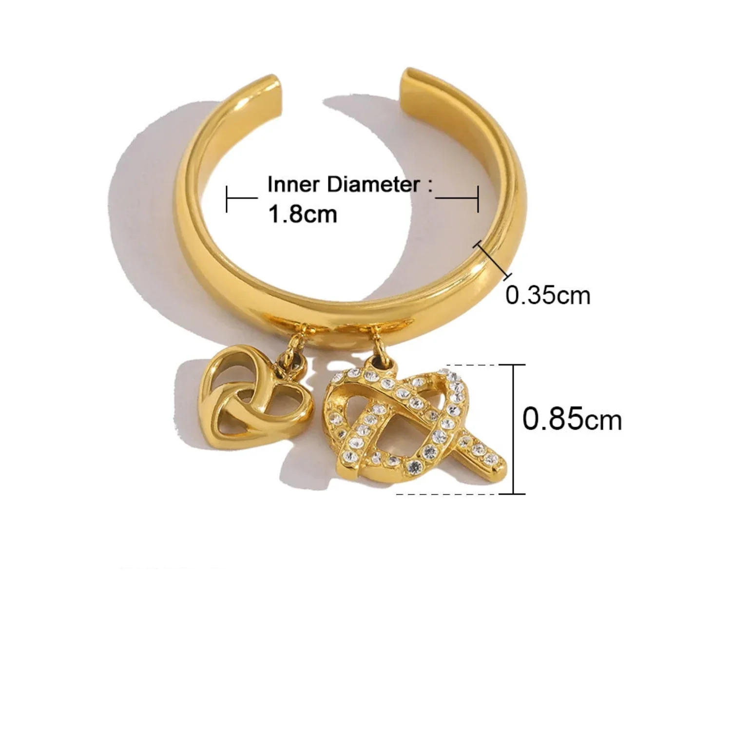 Gold Dual Bow Charm Ring - Image 3