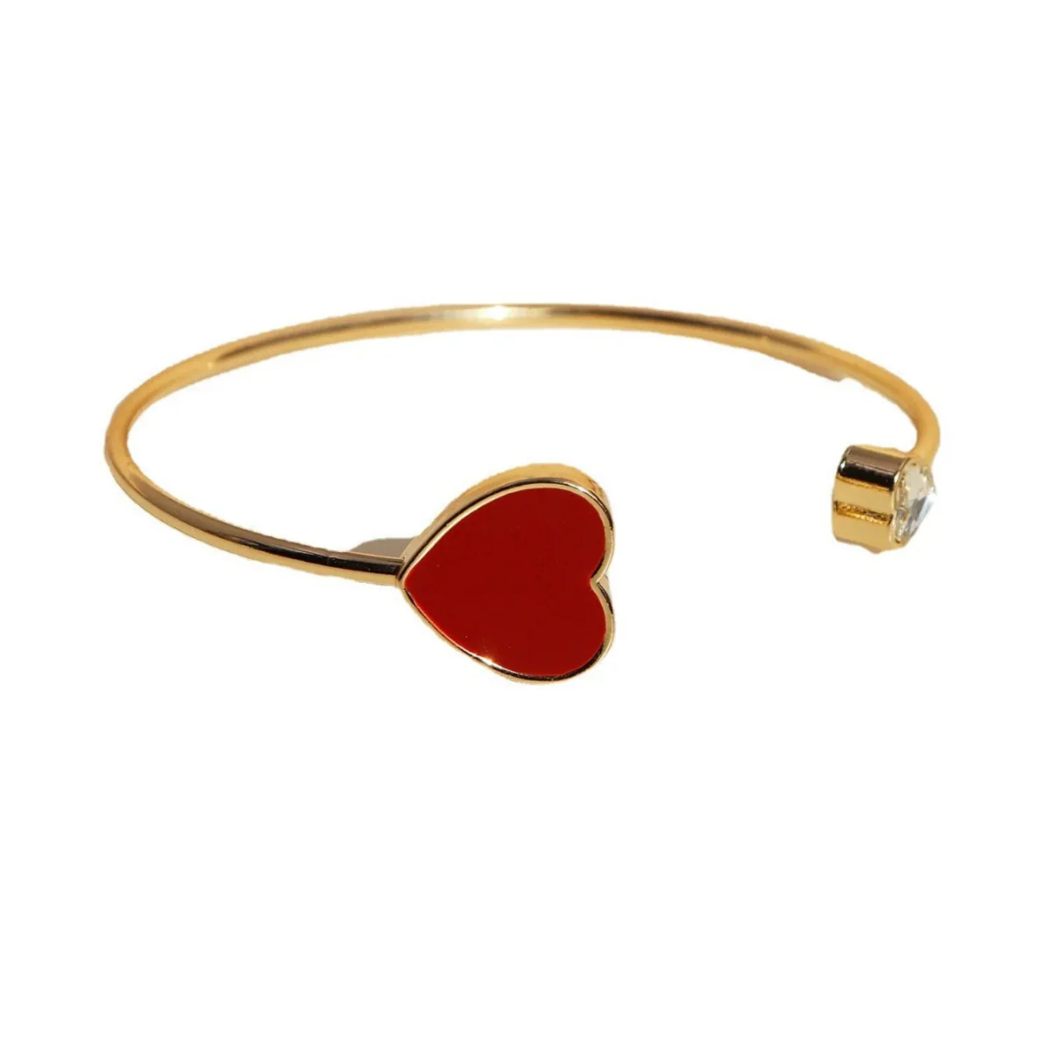 Gold Dual Heart Open Bangle - Image 3
