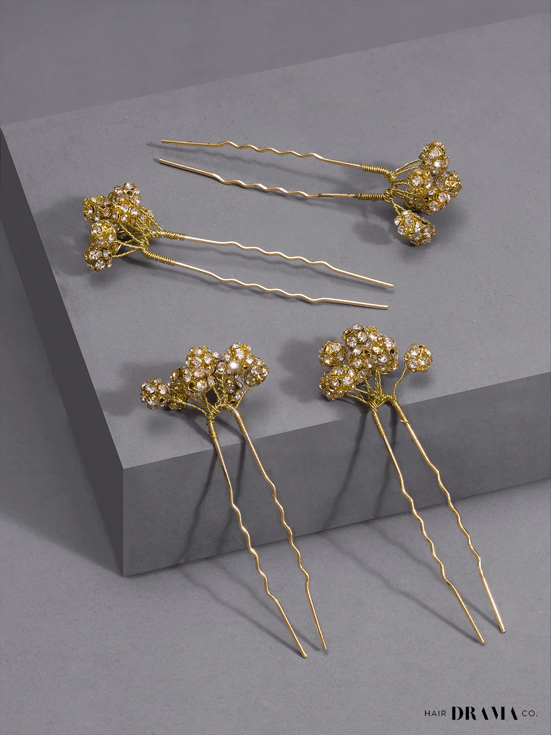 Gold Embellished Pearls U Pins Set of 4 - Image 3