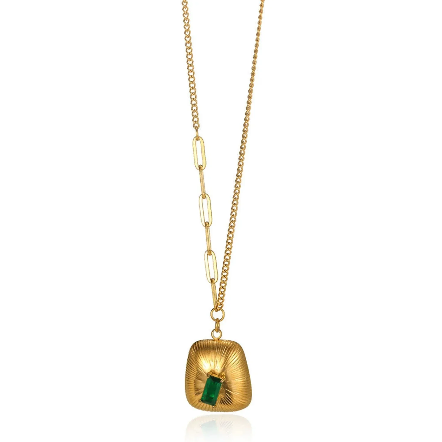 Gold Emerald Shield Necklace