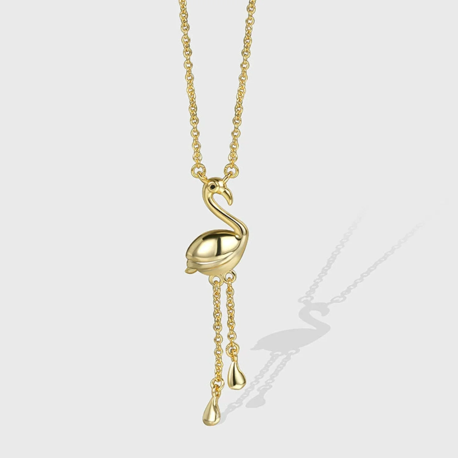 Gold Flamingo Tassel Pendant Necklace - Image 2
