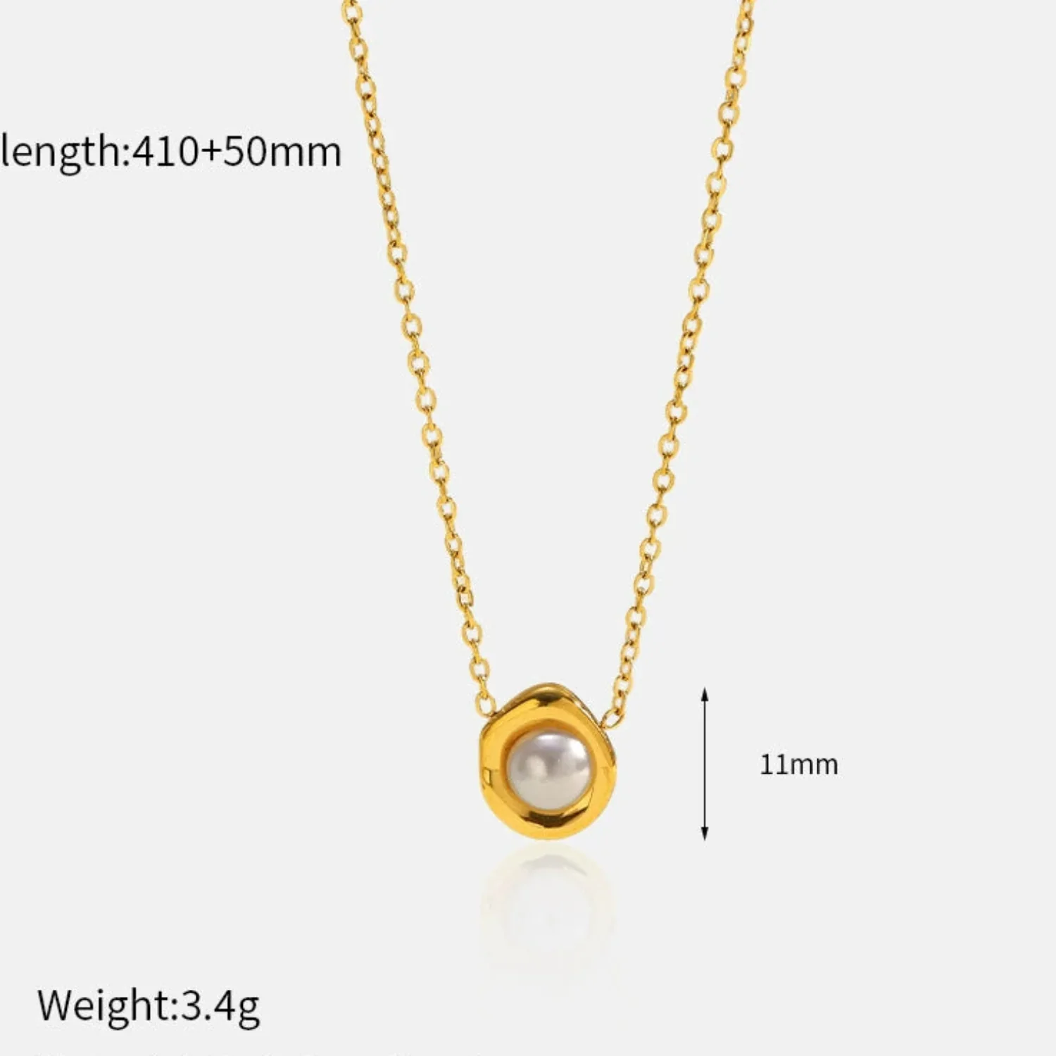 Gold Framed Pearl Solitaire 18K Gold Plated Necklace - Image 2
