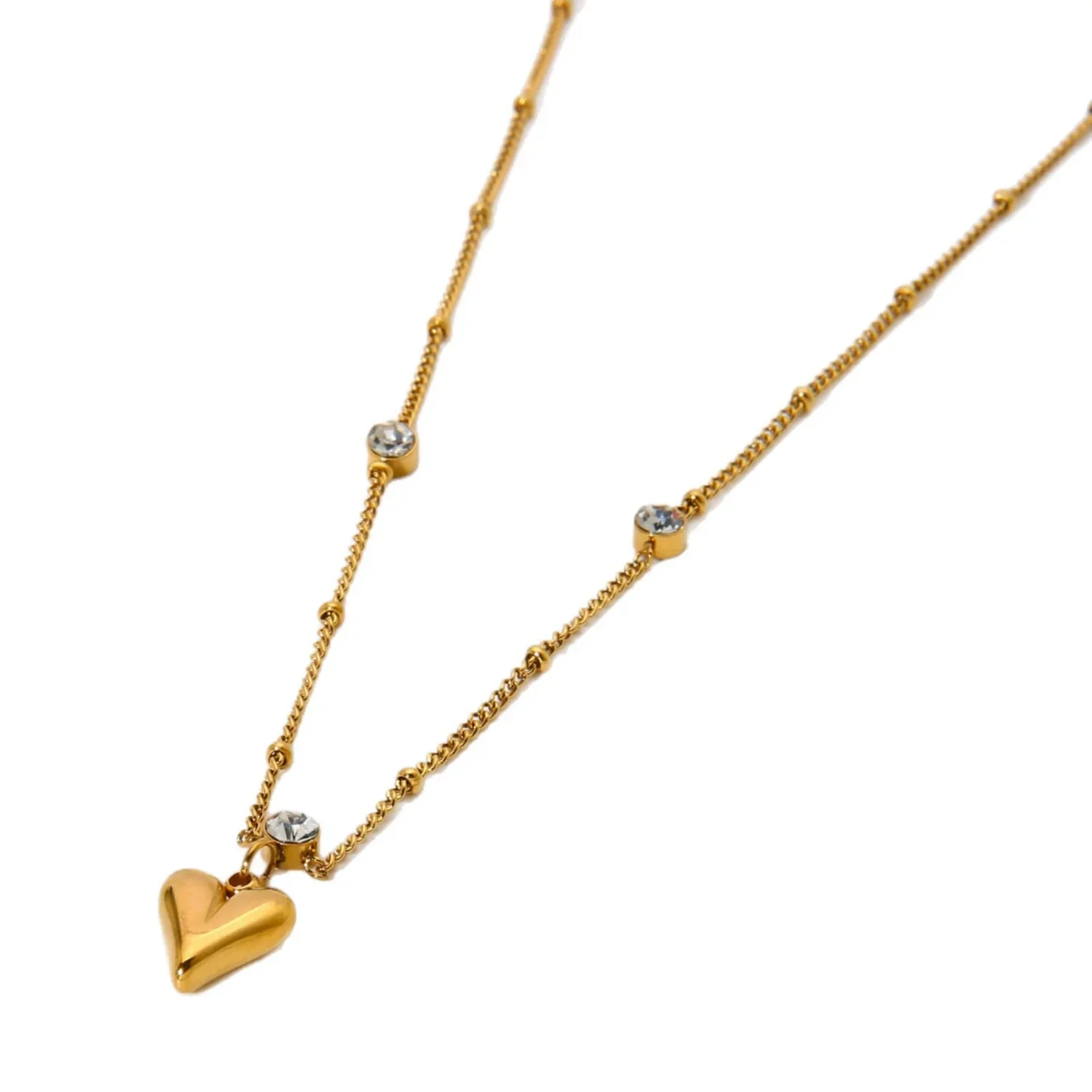 Gold Heart And Crystal Necklace - Image 2