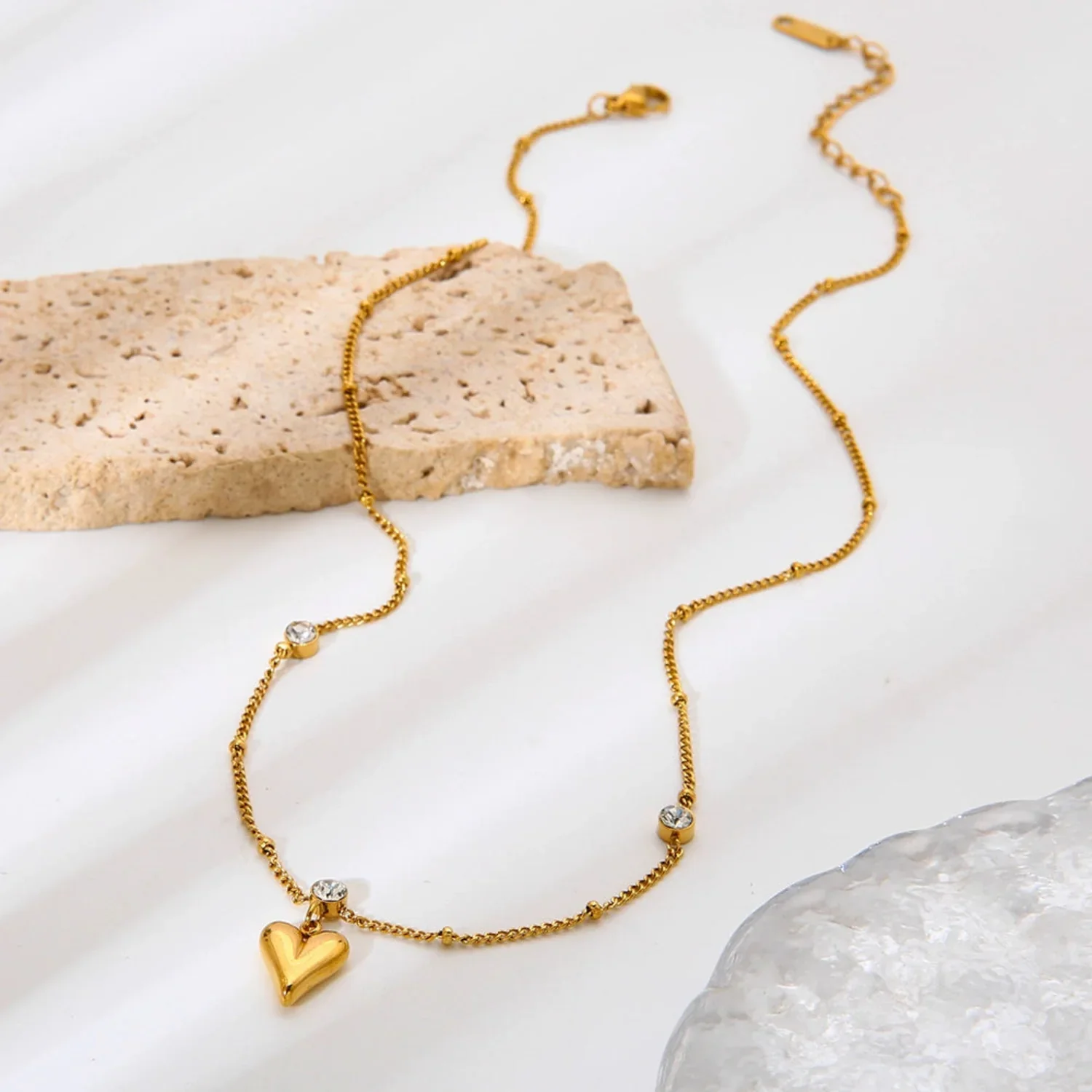 Gold Heart And Crystal Necklace - Image 3