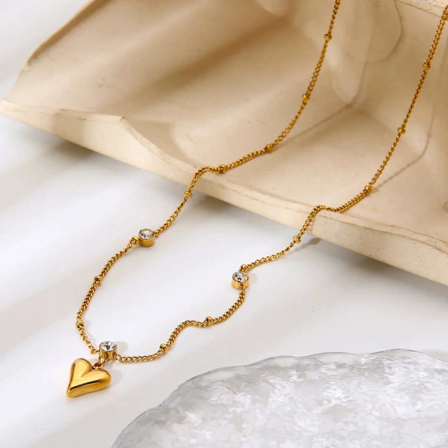Gold Heart And Crystal Necklace - Image 4