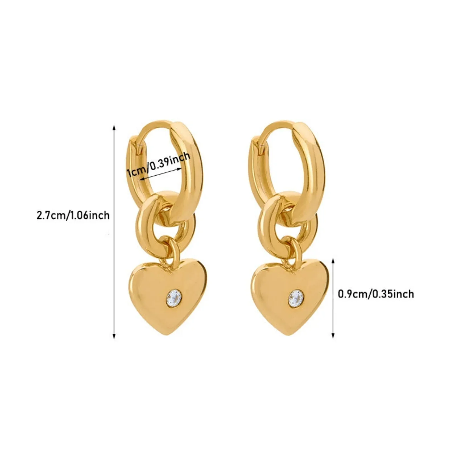 Gold Heart Huggie Hoop Earrings - Image 4