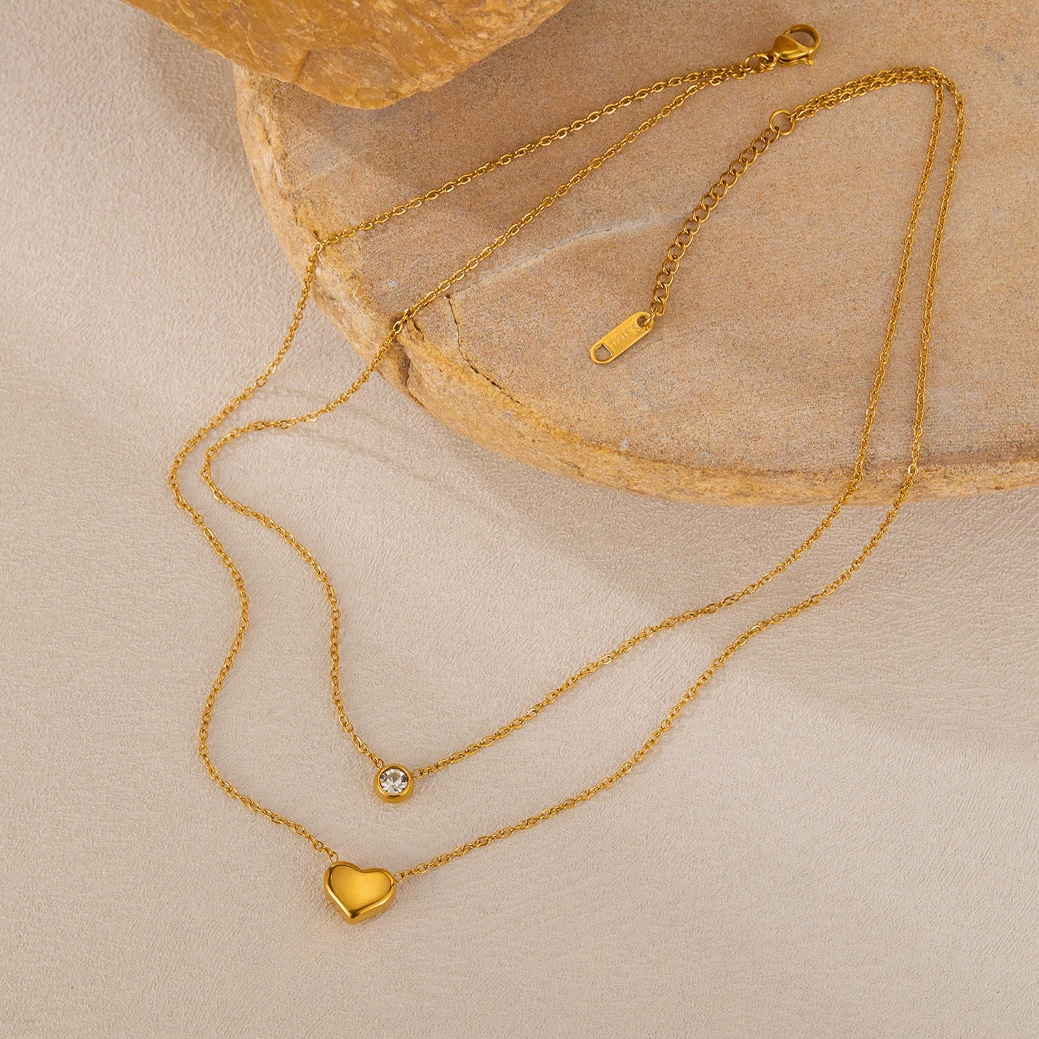 Gold Heart Layered Necklace - Image 3
