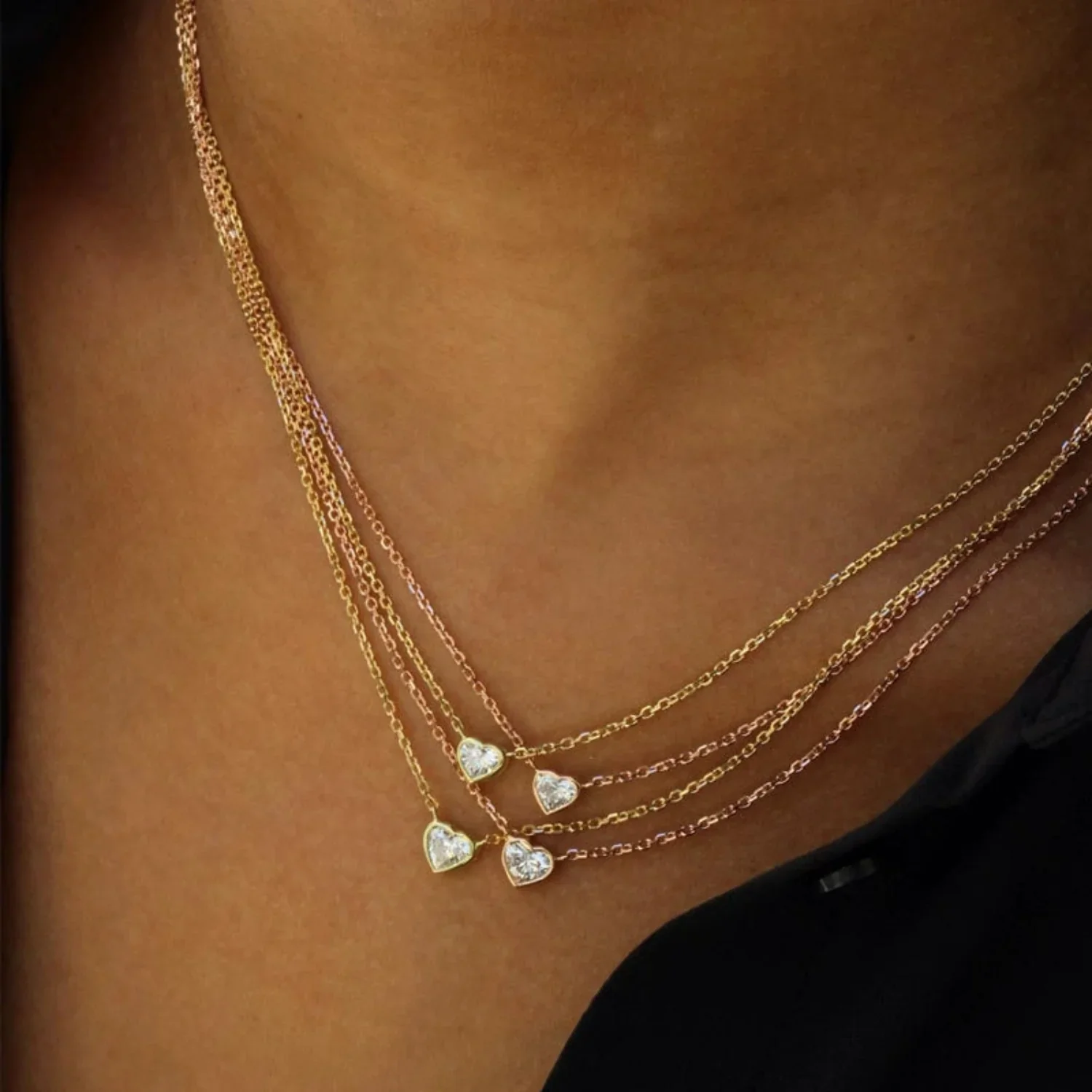 Gold Heart Solitaire Necklace