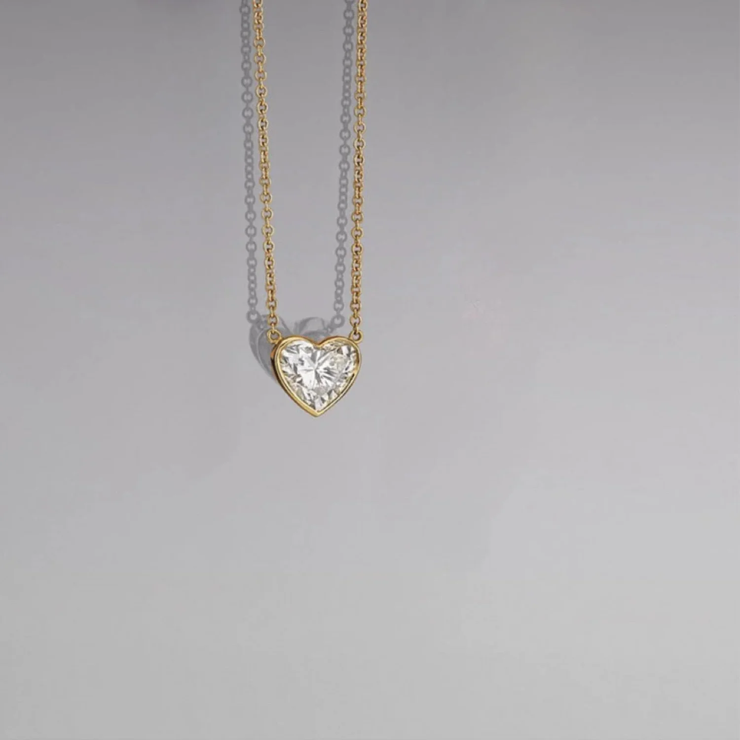 Gold Heart Solitaire Necklace - Image 2