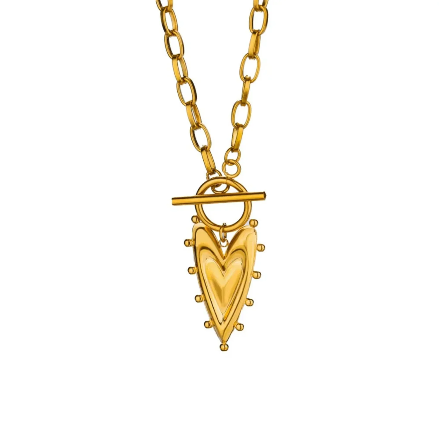 Gold Heart Toggle Necklace