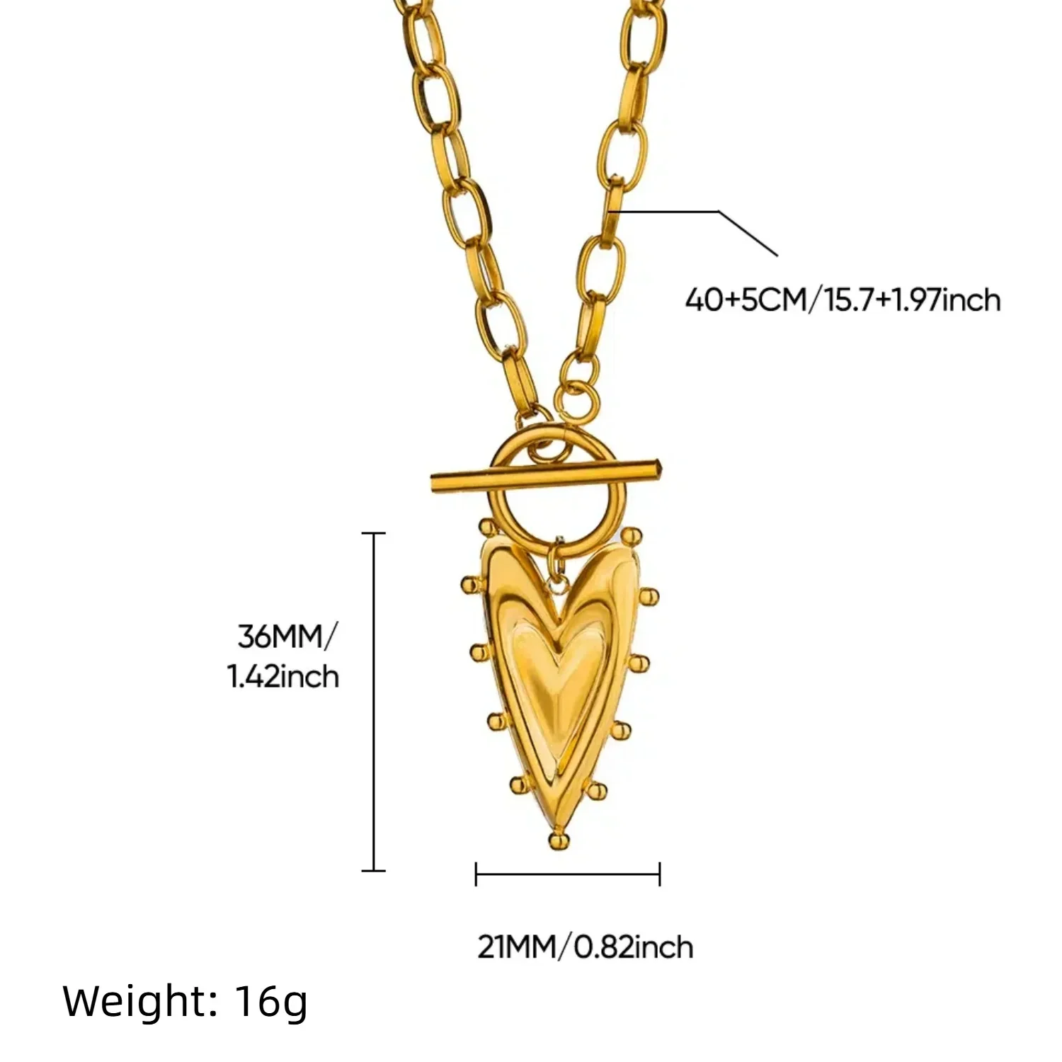 Gold Heart Toggle Necklace - Image 2