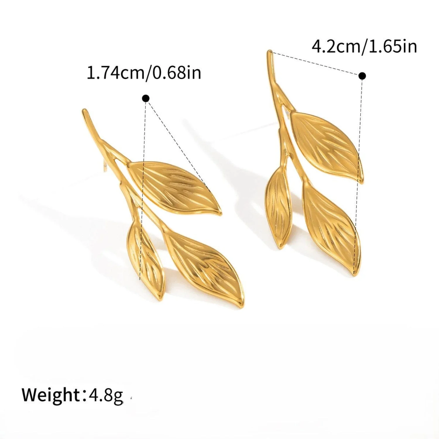 Gold Laurel Branch Stud Earrings - Image 5