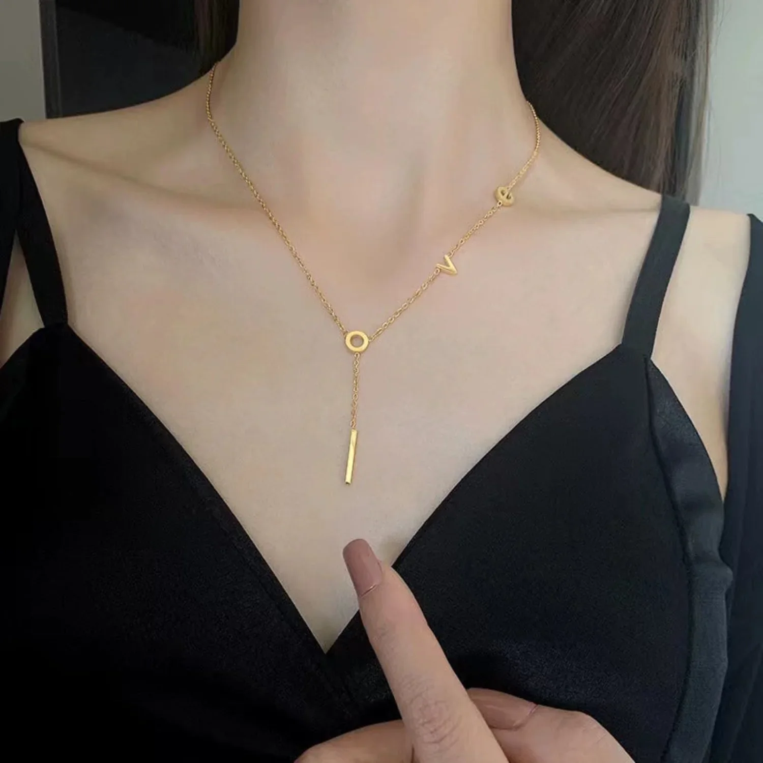 Gold Love Bar Necklace - Image 2
