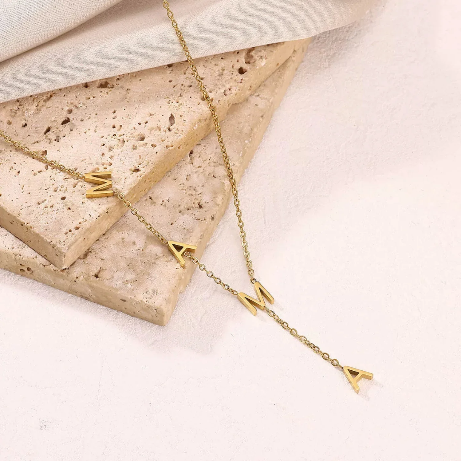 Gold Mama Letter Necklace - Image 4