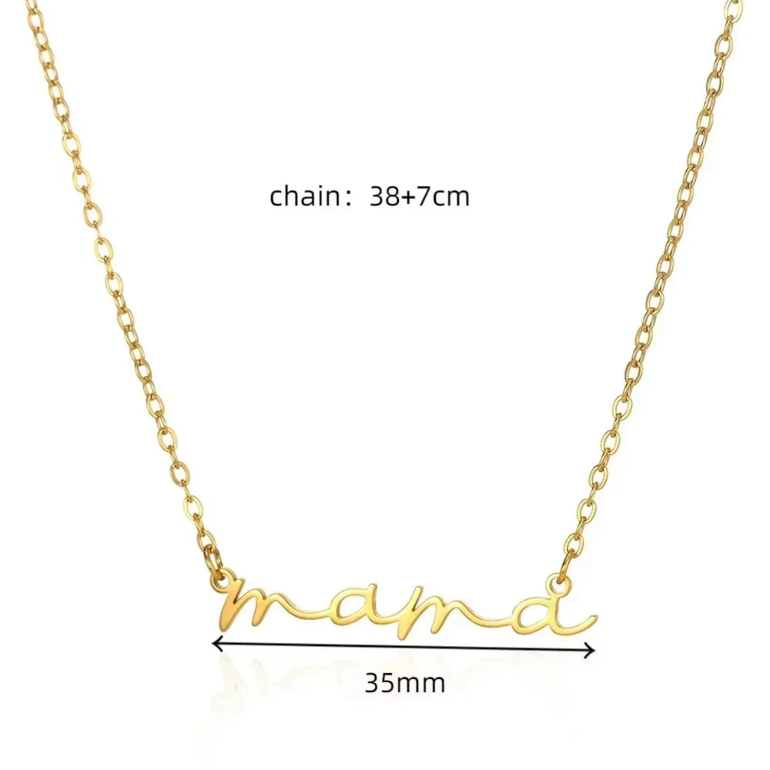 Gold Mama Script Necklace