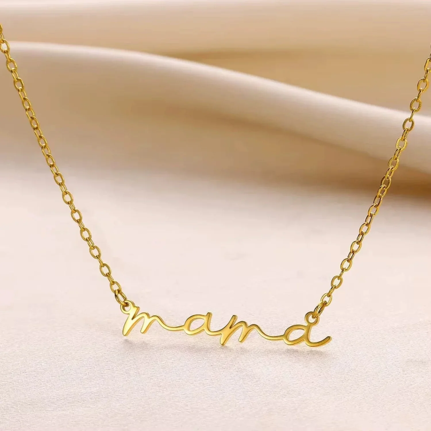 Gold Mama Script Necklace - Image 2