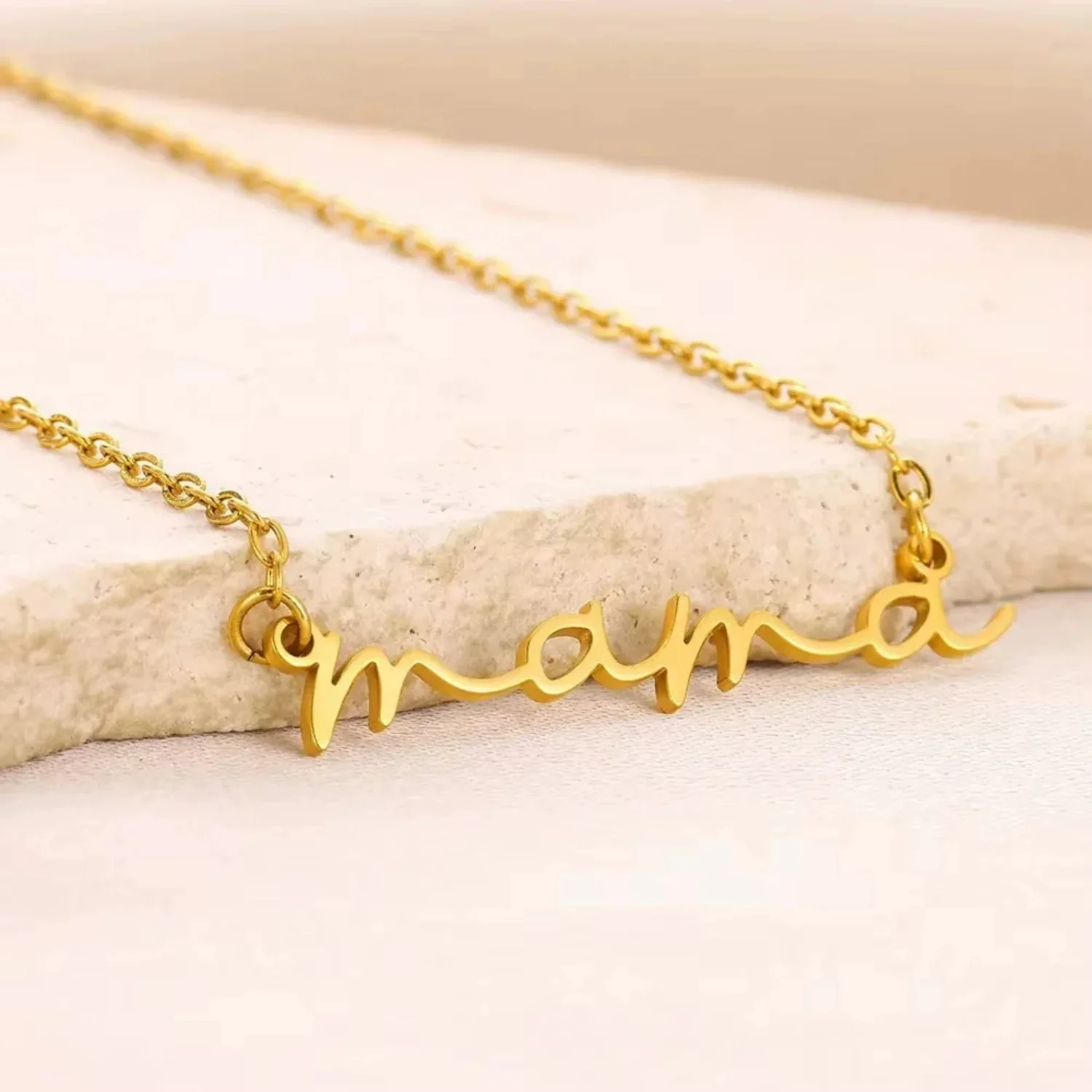 Gold Mama Script Necklace - Image 3