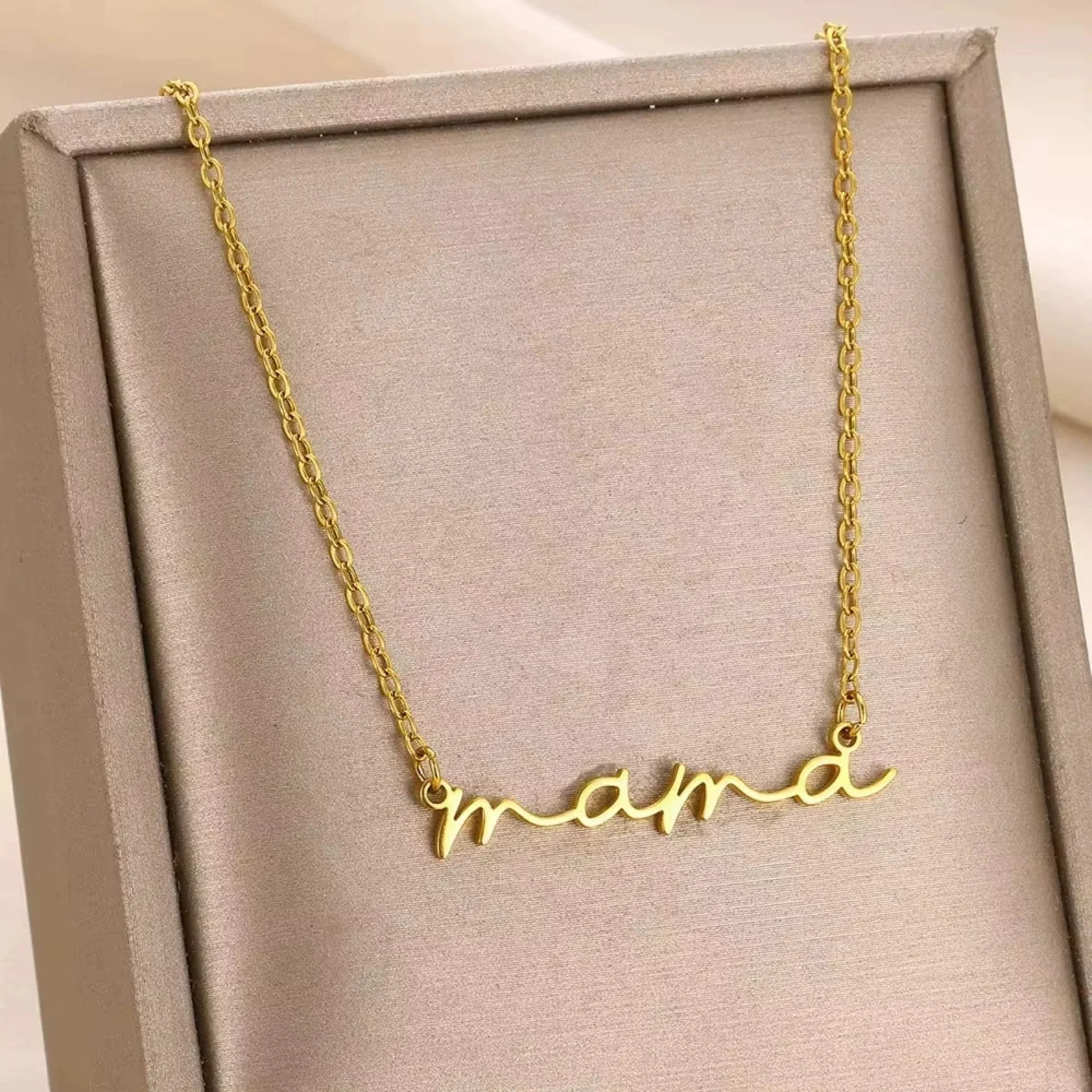 Gold Mama Script Necklace - Image 4