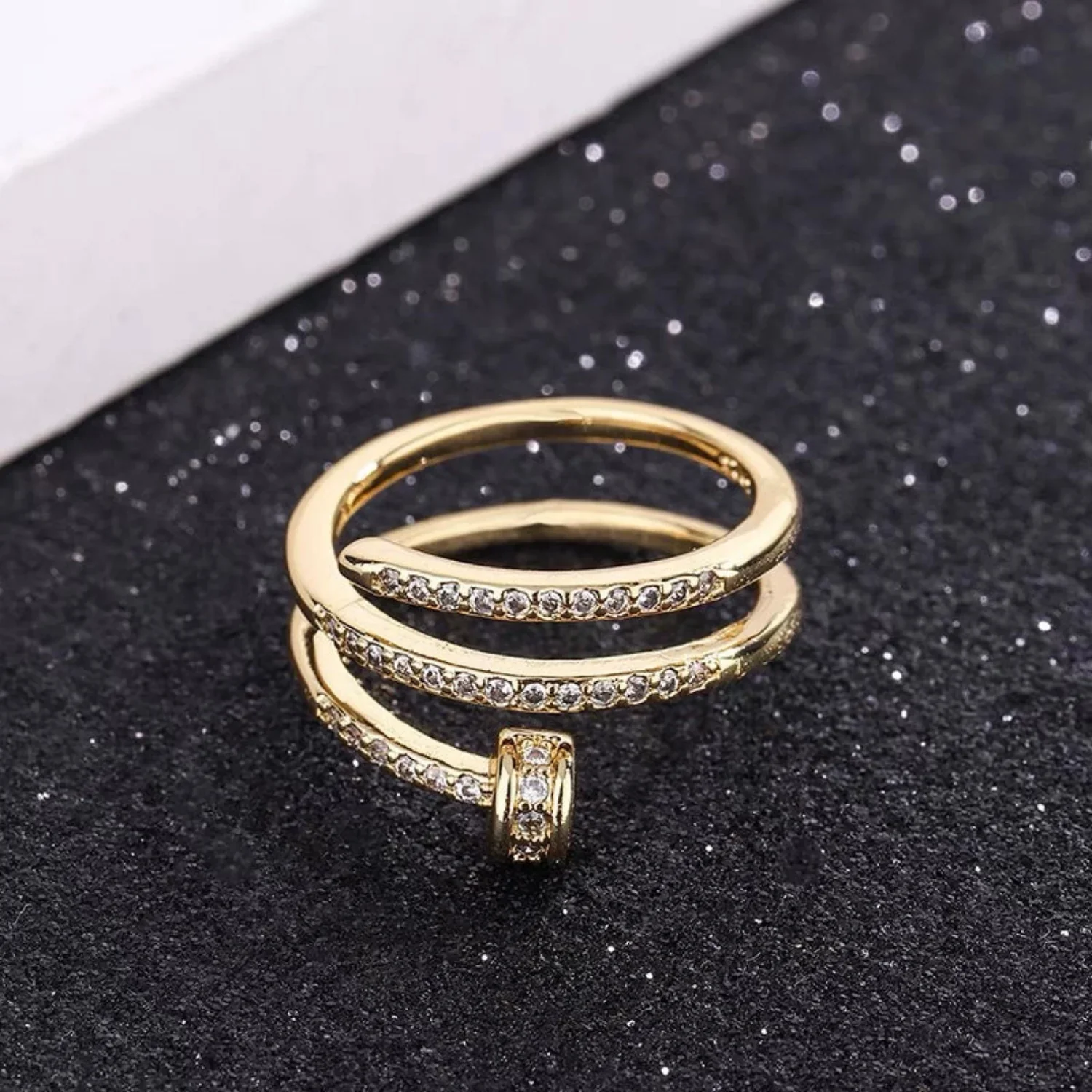 Gold Multi-Crossover Layered Ring - Image 2