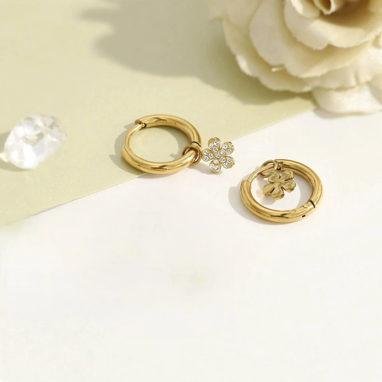 Gold Olive Branch Pearl Earrings - Image 2