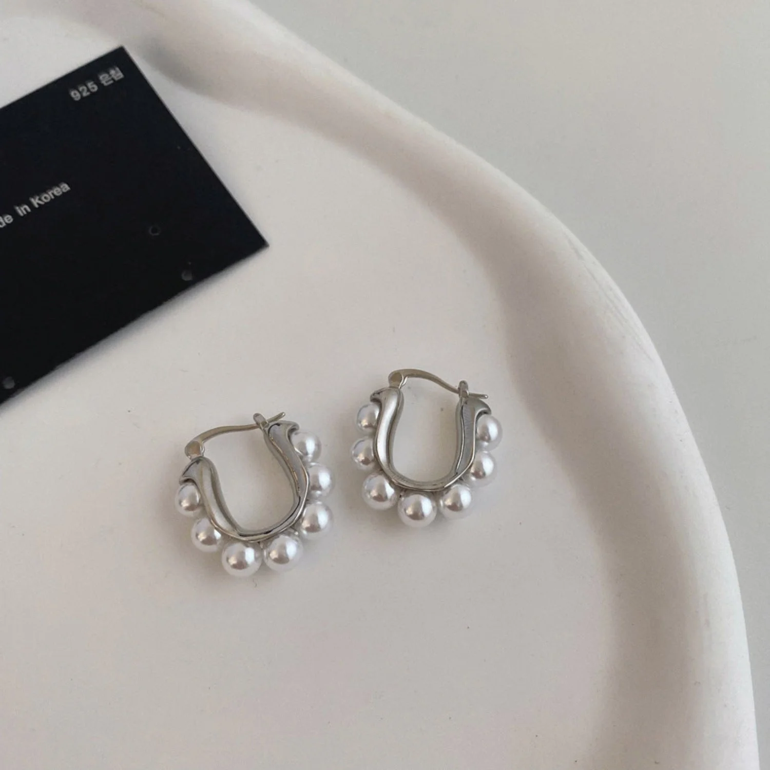 Gold Pearl Hoop Earring